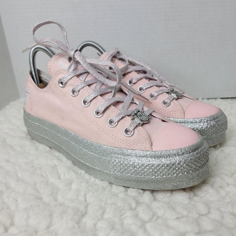 Converse All Star × Miley Cyrus Shoes Womens Size 8 Platform Pink Glitter - Picture 1 of 10
